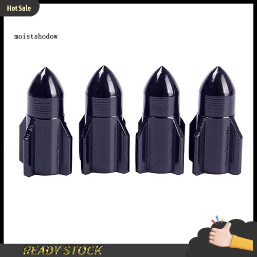 Set 4 Nắp Van Bánh Xe Hơi Hình Tên Lửa Bằng Hợp Kim Nhôm