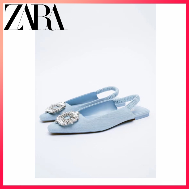 Zara Giày denim Đế Bệt Thời Trang Mùa Hè Dành Cho Nữ
