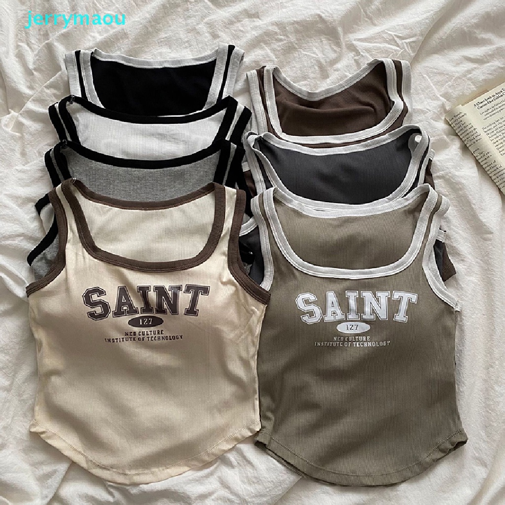 Áo Thun Thể Thao Không Tay In Chữ Ngọt Ngào Thời Trang Mùa Hè Hàn Quốc Cho Nữ