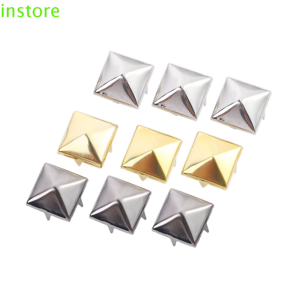 Set 100 Đinh Tán Hình Vuông Kích Thước 6 / 8 / 10 / 12 mm Chuyên Dụng|Đinh Tán Có Thể Tái Sử Dụng Dùng Trang Trí Mũ / Túi Xách / Túi Xách Hình Kim Tự Tháp