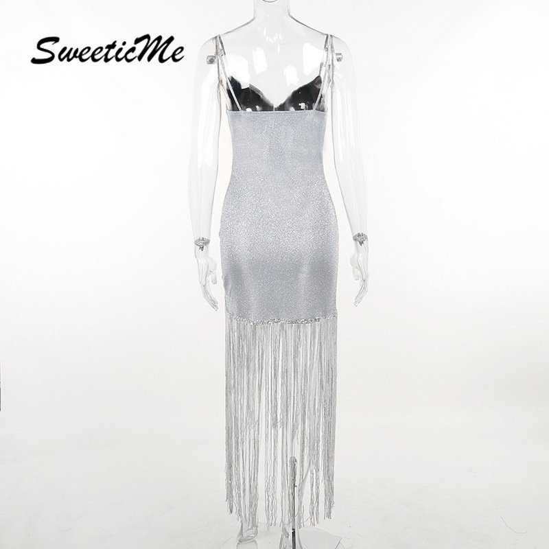 Đầm Dài Cổ Chữ V Dáng Ôm Màu Trơn Thời Trang 2023 Dành Cho Nữ