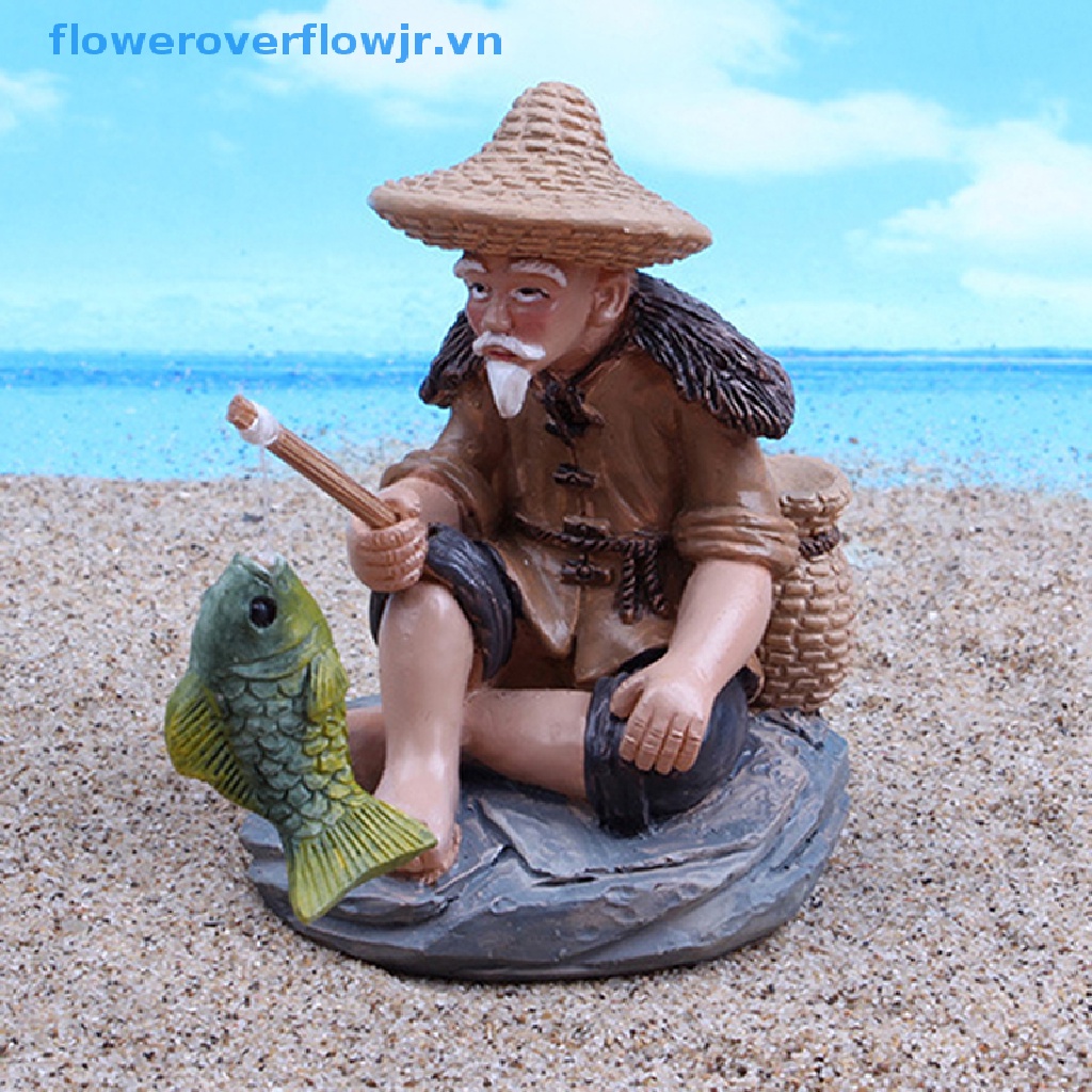 Đồ trang trí Ông Già Câu Cá Bằng Nhựa Resin Trang Trí Tiểu Cảnh Sân Vườn