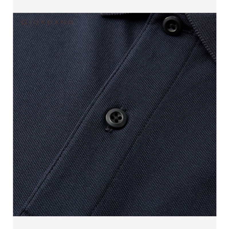 Áo polo nam GIORDANO 13013212 chất liệu pique dệt kim co giãn tốt tay ngắn thêu họa tiết kì lân thời trang