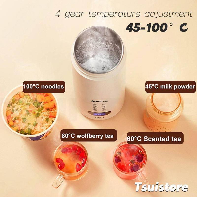 Ấm Đun Nước Điện Thông Minh Bằng Thép Không Gỉ 400ml 220V