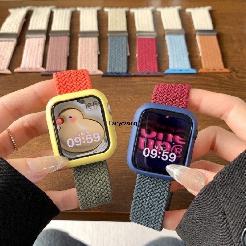 Dây Đeo Đồng Hồ Bằng Nylon Co Giãn Hai Màu Kích Thước 49mm 45mm 44mm 42mm 41mm 40mm 38mm Cho iWatch Serie Ultra 8 7 SE 6 5 4 3 2 1
