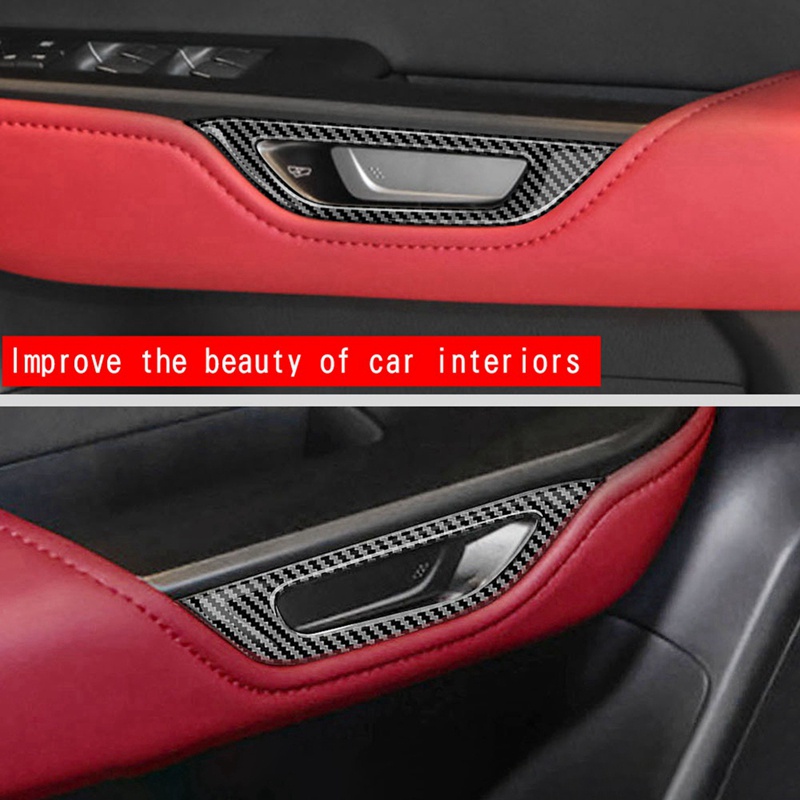 Miếng Dán Trang Trí Tay Nắm Cửa Bên Trong Xe Hơi Bằng ABS Họa Tiết Sợi Carbon Chống Bụi Cho LEXUS NX260 NX350H 2022 2023