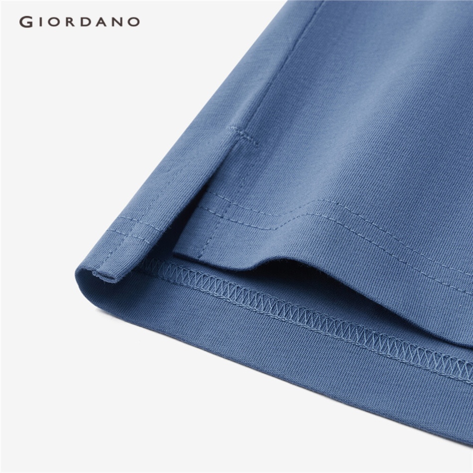 Áo thun polo GIORDANO mỏng cotton 100% dệt kim thêu họa tiết chữ cái dành cho nam