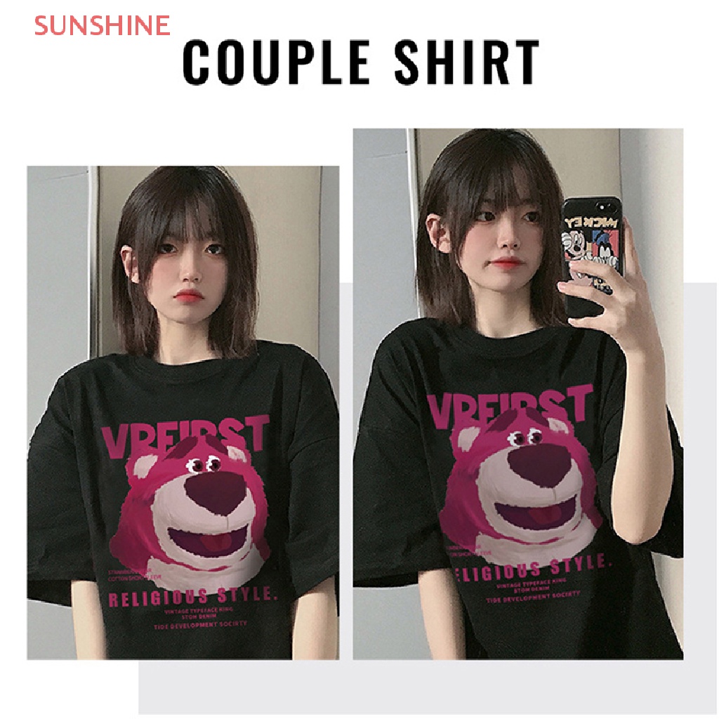 CAGJB Áo Thun phông Nữ Tay Ngắn In Hình Gấu Trẻ Trung Bông ngắn tay áo T-shirt Cartoon in thiết kế Sense Top