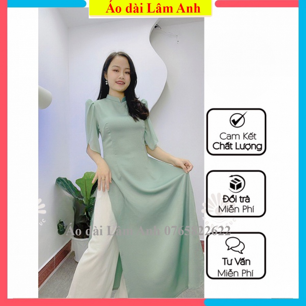 Áo dài cách tân nữ thiết kế tay bèo loe cánh tiên lụa Tây Thi cao cấp co giãn,mềm,mịn, bay tà