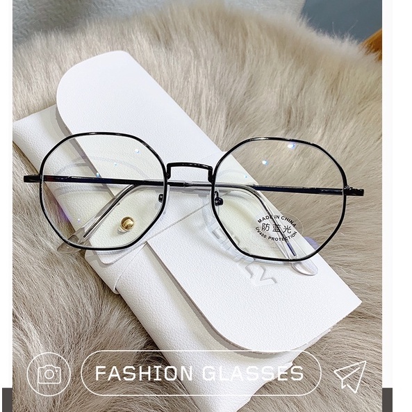 Mắt Kính Gọng Tròn Bằng Kim Loại Chống Tia Bức Xạ Thời Trang Cho Nữ