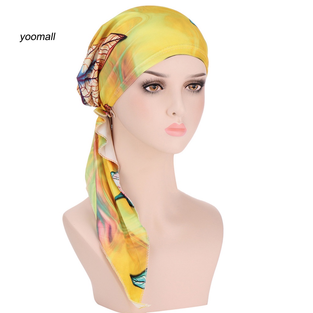 Mũ Trùm Đầu Co Giãn Phối Tua Rua In Họa Tiết Hoa Thời Trang Cho Nữ