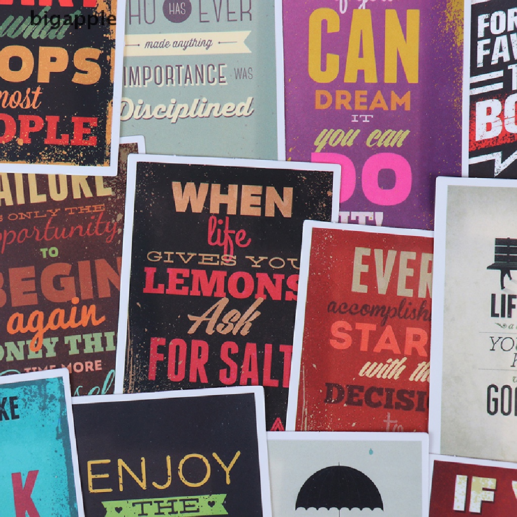 Bigapple Set 25 Đề Can Dán Trang Trí Nhật Ký / Ván Trượt / Laptop / Hành Lý Hình Câu Trích Dẫ