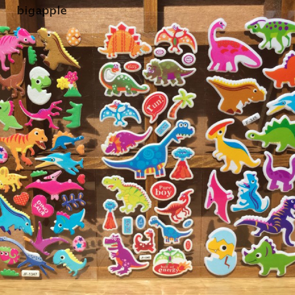 Set 10 Miếng Dán Họa Tiết Hoạt Hình 3D Trang Trí Sổ Tay Cho Bé Trai