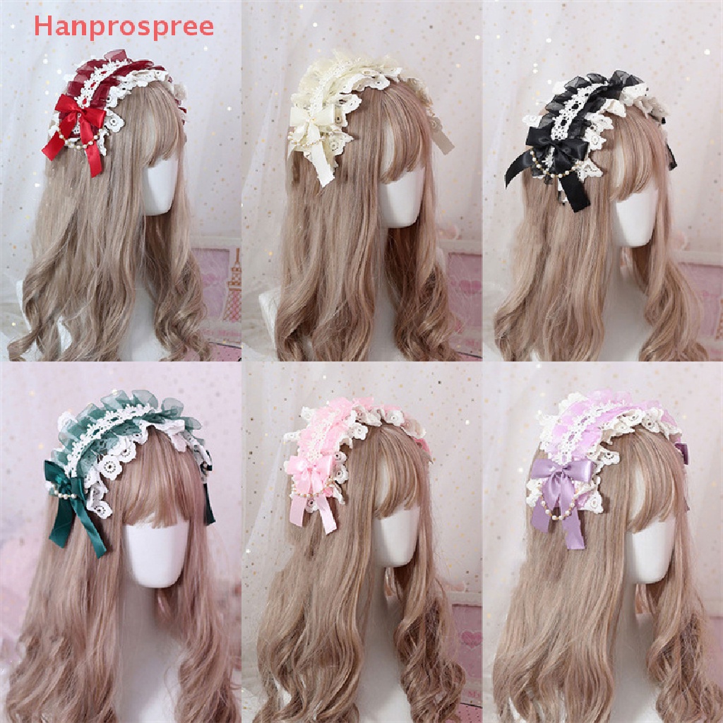 Băng Đô Cài Tóc Phối Ren Thắt Nơ Phong Cách lolita Nhật Bản