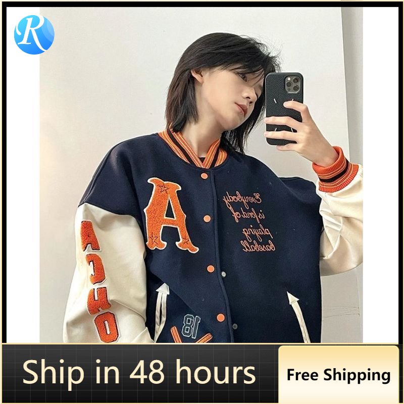 Áo Khoác Bóng Chày Xuân Hè Dáng Rộng Phong Cách Retro Dành Cho Cặp Đôi