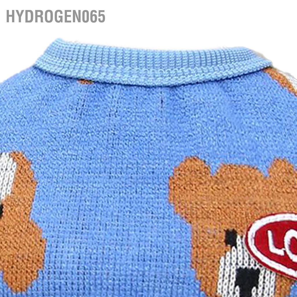 Hydrogen065 Chó Nút Áo Len In Hình Gấu Ngắn Tay Hở Mặt Trước Quần Dệt Kim Cho Thú Cưng Mèo