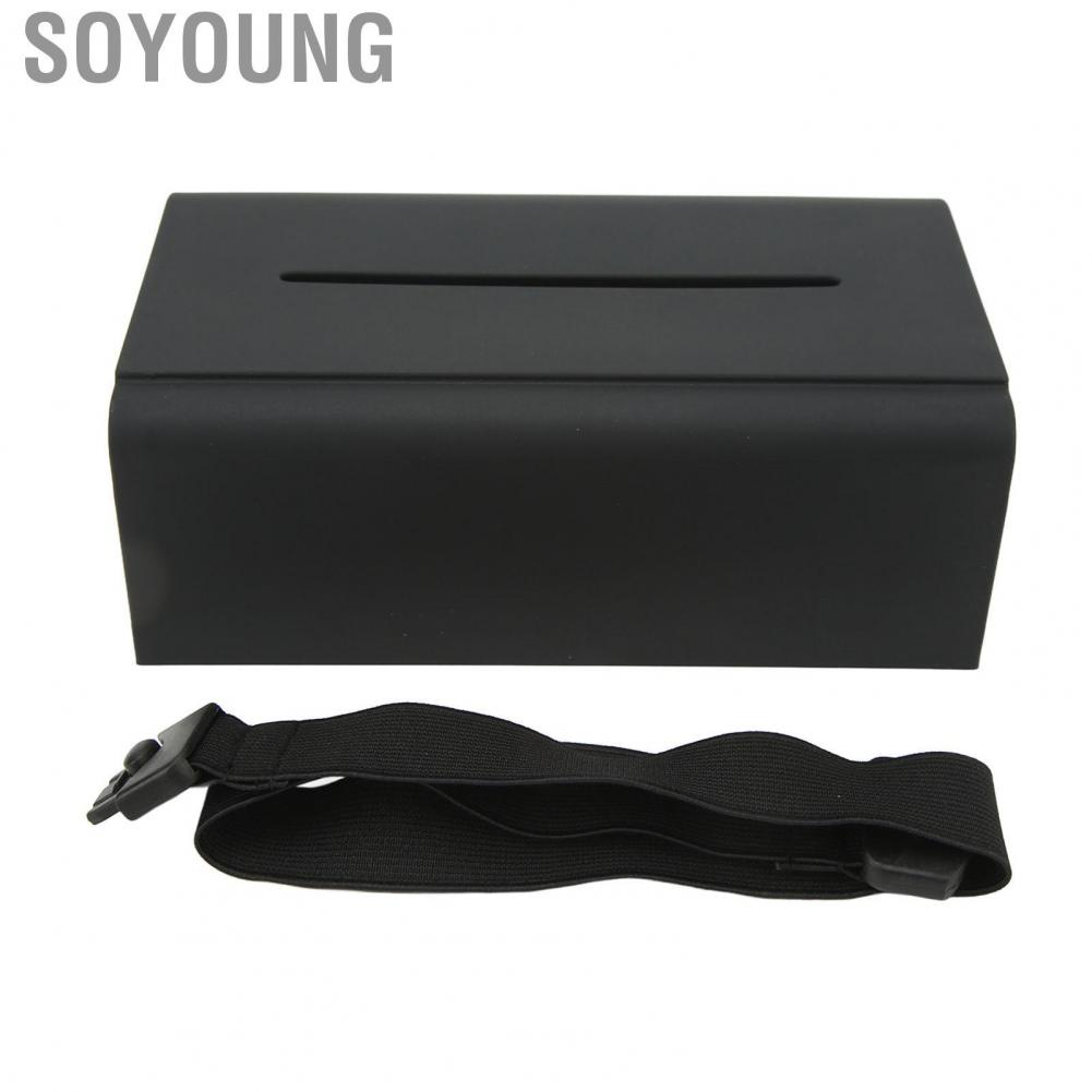 Soyoung Car Tissue Box  Abrasion Resistant Elastic Band Silicon Center Console Easy To Clean for Model 3