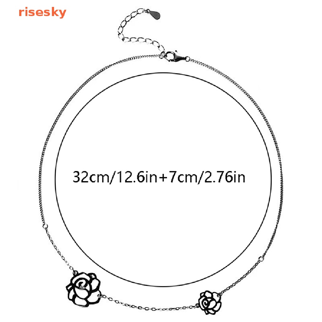 [risesky] Vòng Cổ Choker Ngắn Hình Hoa Hồng Đen Phong Cách Gothic Hàn Quốc Thích Hợp Làm Quà Tặng