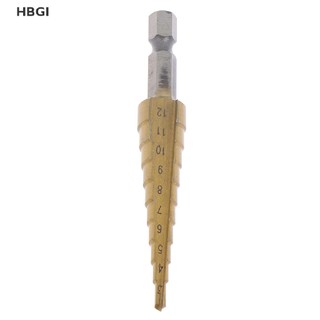 HBGI> 3-12mm Coated Stepped Drill Bits Hex Handle Drill Bit Metal Drilling Power Tool HOT