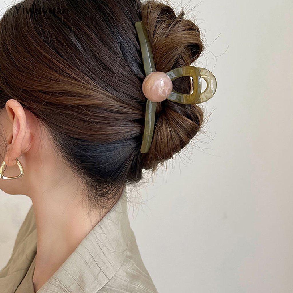 < Yiwuyuan > Kẹp Tóc Dạng Thạch Đính Hạt Nhựa Acrylic Màu Trơn Dễ Thương Phong Cách Hàn Quốc Cho Bé Gái
