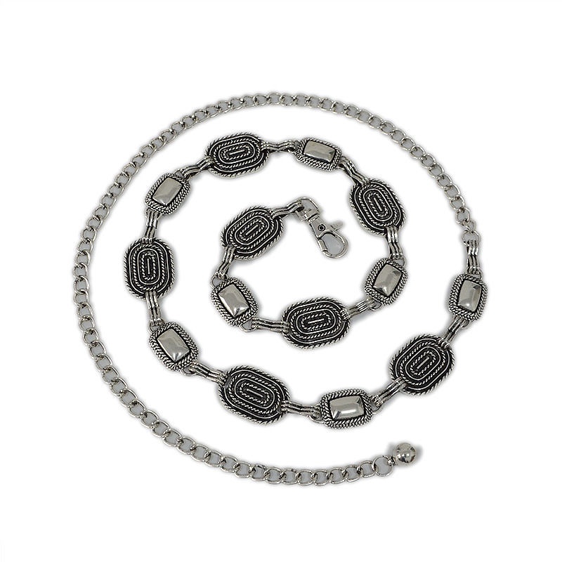 Thắt Lưng Dây Xích Kim Loại Hình oval Phong Cách Âu Mỹ Thanh Lịch Thời Trang Cho Nữ