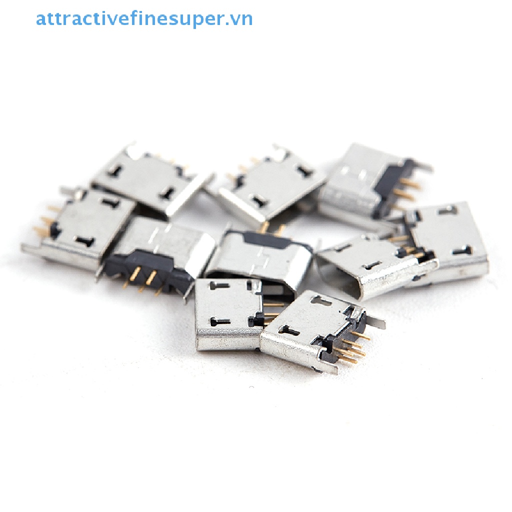 Bộ 10 Chân Ghế Cổng Micro USB 5pin 180 Độ° Miệng Phẳng Không Uốn Cong Bên Hông
