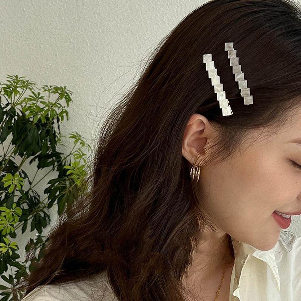 Kẹp Tóc Nhỏ Hình Vuông Họa Tiết Hình Học Dễ Thương Sáng Tạo Y2K Cho Nữ