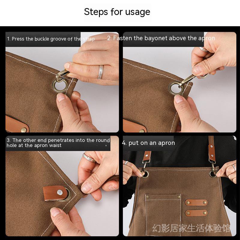 Thick canvas wear-resistant waisted apron oil-proof household kitchen men's printed catering milk tea coffee shop work clothes women YEM3