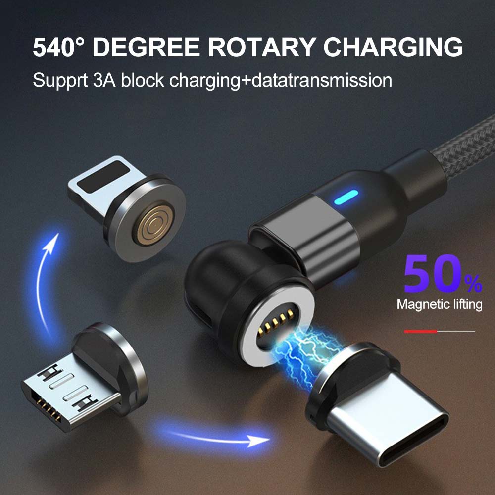 Statik 360 Cable - Rotating Phone Charger - Made of Durable Nylon Braid - Fast C