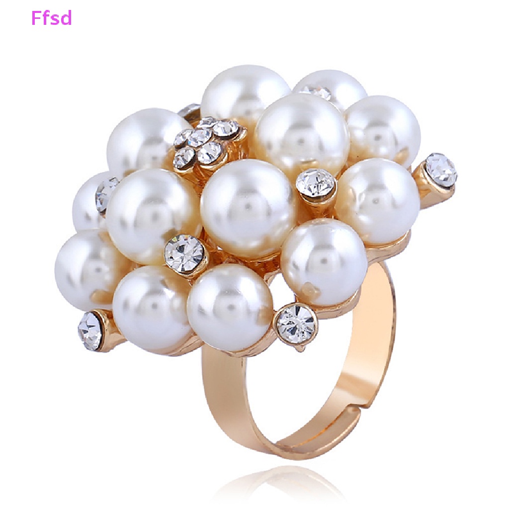 {Ffsd} Nhẫn Đính Đá Zircon Hoa Trắng Thanh Lịch Phụ Kiện Trang Sức Dành Cho Nữ Dự Tiệc Đính Hôn Hàn Quốc Lớn Làm Quà Tặng Bán Chạy