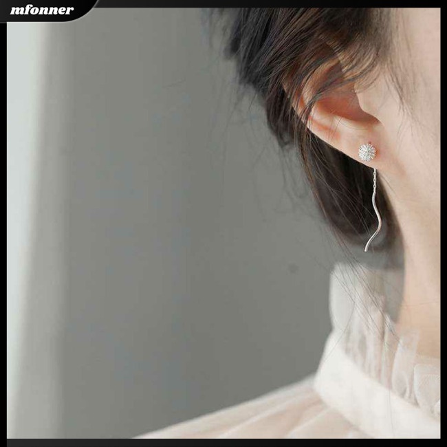 Bông Tai Dáng Dài Phối Tua Rua Phong Cách Hàn Quốc