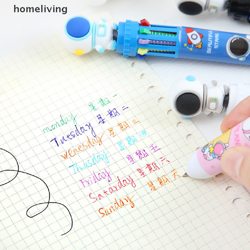 Bút Bi 10 Màu Họa Tiết Phi Hành Gia Hoạt Hình Xinh Xắn Đa Năng