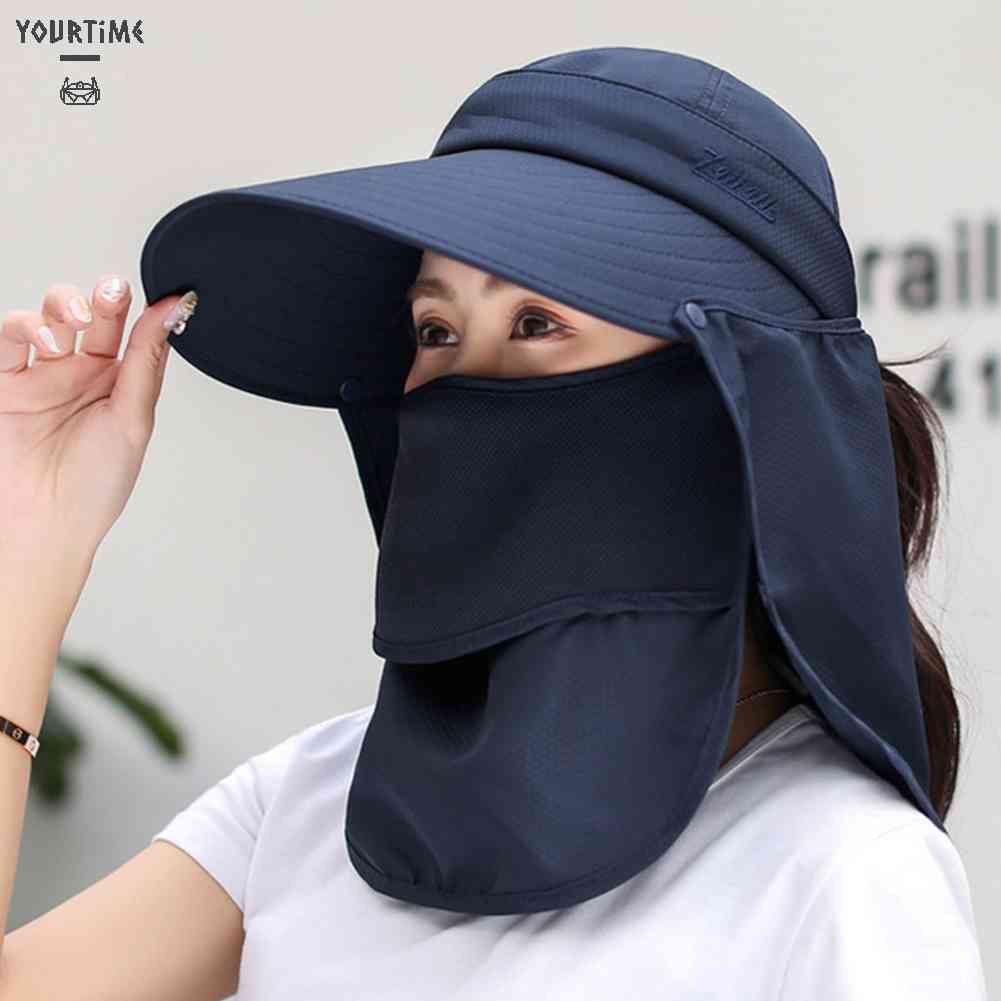 Mũ Rộng Vành Kèm Khẩu Trang Chống Tia UV Cao Cấp Thời Trang Mùa Hè Dành Cho Nữ