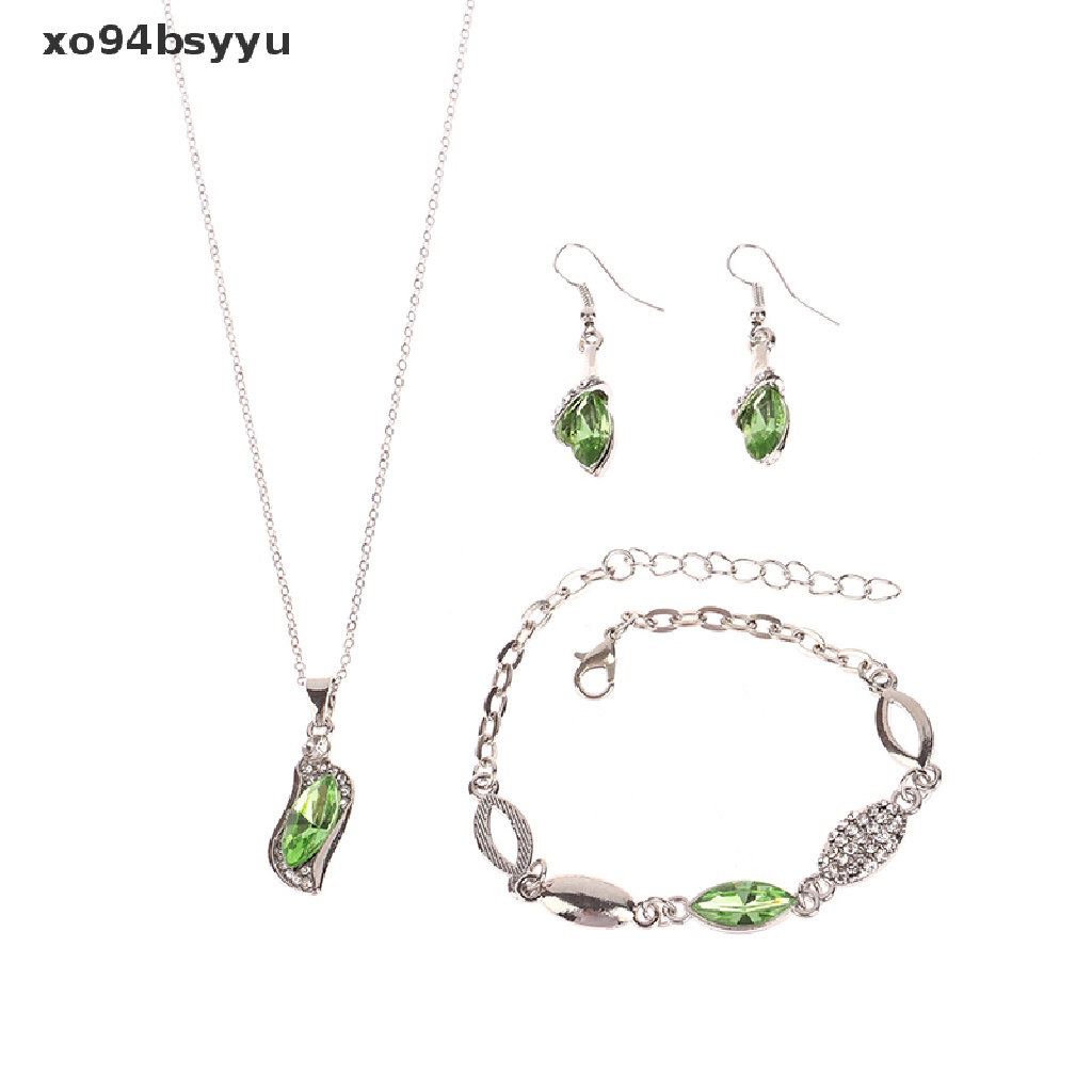 Bộ Trang Sức xo94bsyyu Màu Vàng / Bạc Đính Pha Lê Sang Trọng Cho Nữ