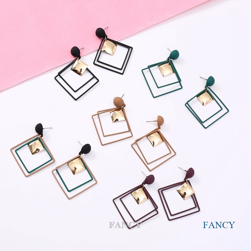 Đôi Khuyên Tai Dài Bản Vuông Phong Cách Âu Mỹ Thời Trang Cho Nữ