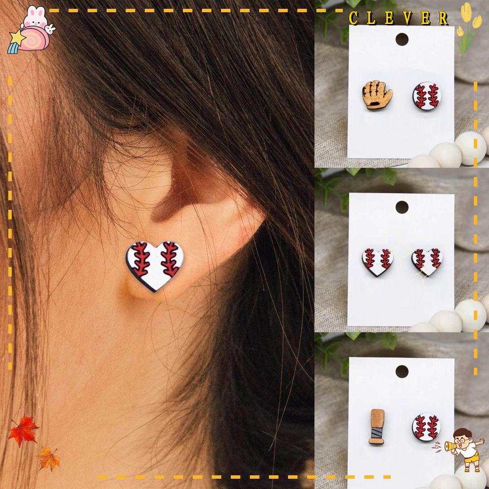 Khuyên Tai Hình Găng Tay Bóng Chày Bằng Gỗ Nhiều Màu Dễ Thương