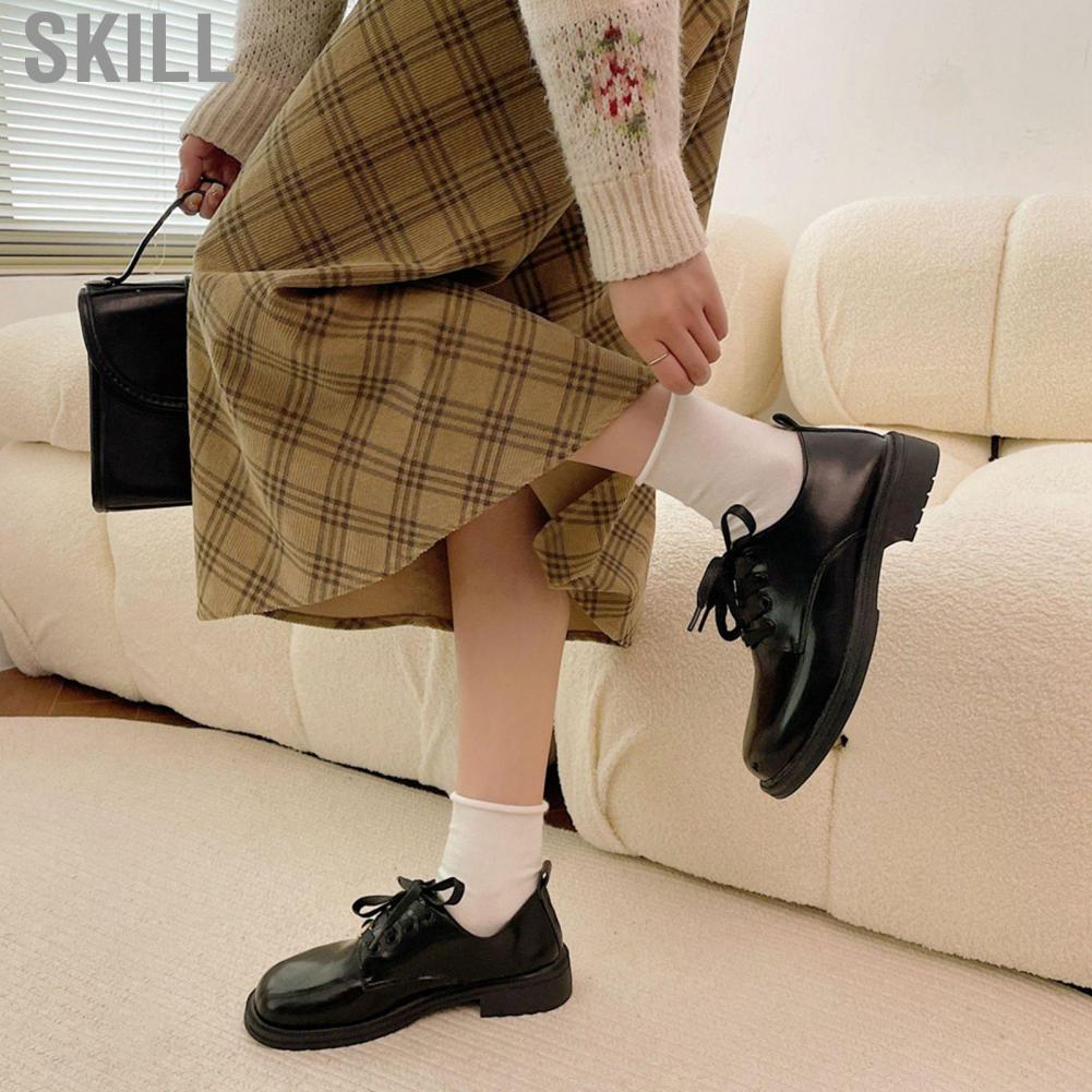 Skill Girls Dress Flats  Black Anti Slip Elastic Rubber Girl Shoes for Office