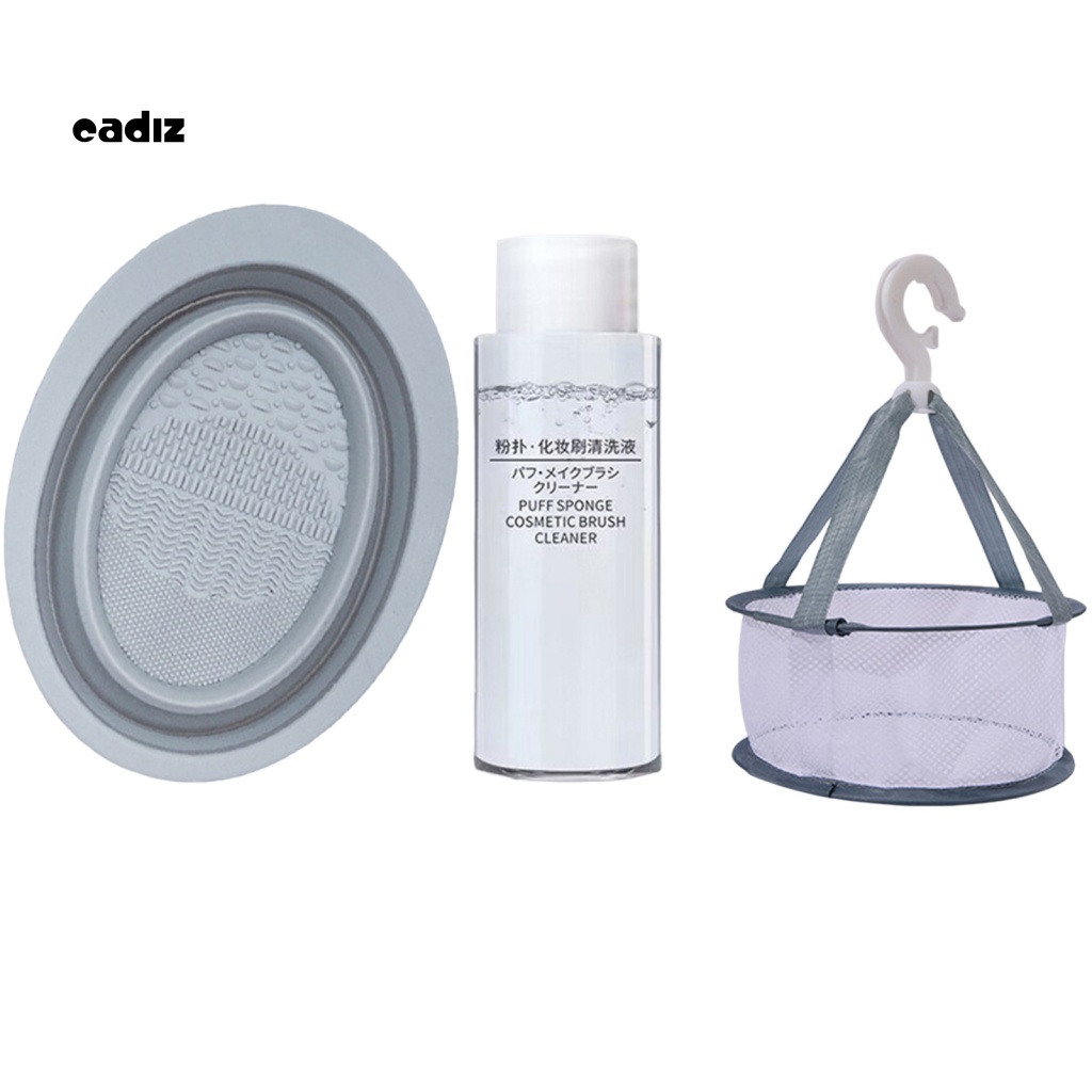 Bộ 3 Dụng Cụ Vệ Sinh Cọ Trang Điểm Bằng Silicon Mềm Độ Co Giãn Cao