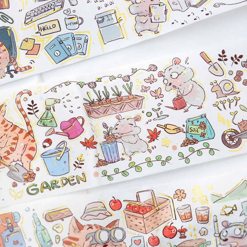 Băng Keo Giấy Họa Tiết Động Vật Rhapsody Dễ Thương Dùng Trang Trí Sổ Tay DIY