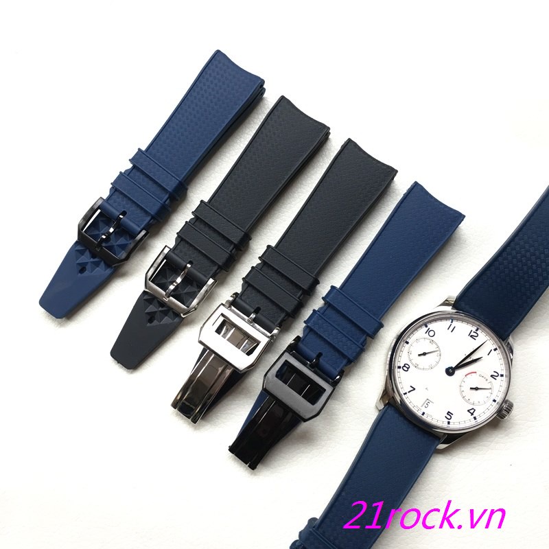 Dây Cao Su Silicon 22mm Màu Xanh Dương / Đen Thông Dụng Cho Đồng Hồ Bồ Đào Nha