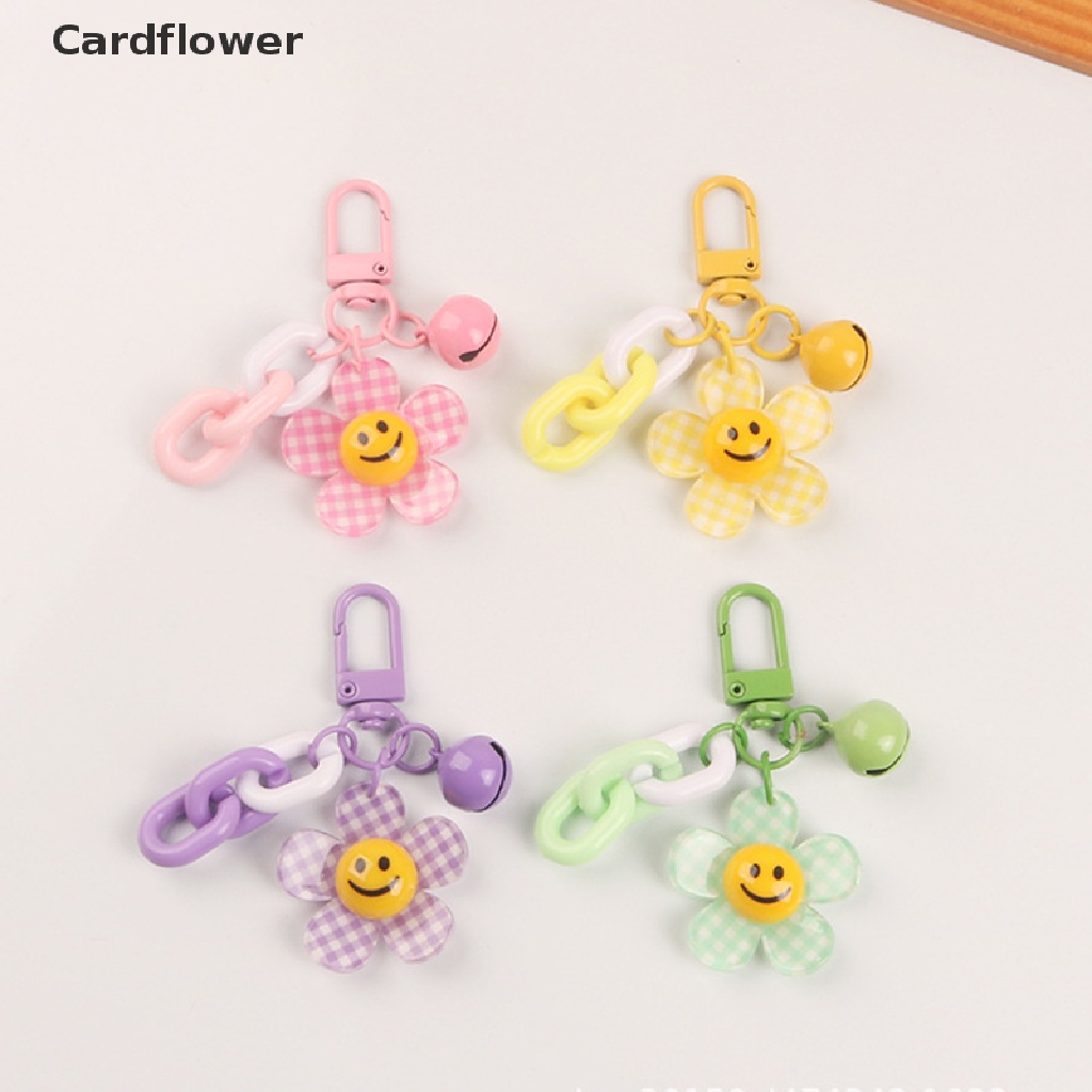 < Cardflower > Móc Chìa Khóa Hình Hoa Hướng Dương Mặt Cười Mặt Cười Dễ Thương Có Chuông Phụ Kiện Đồ Chơi Quà Tặng Trang Trí