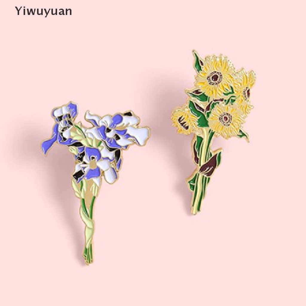 < Yiwuyuan > Ghim Cài Áo Kim Loại Tráng Men Hình Hoa Hướng Dương Van Gogh Iris Cho Nữ
