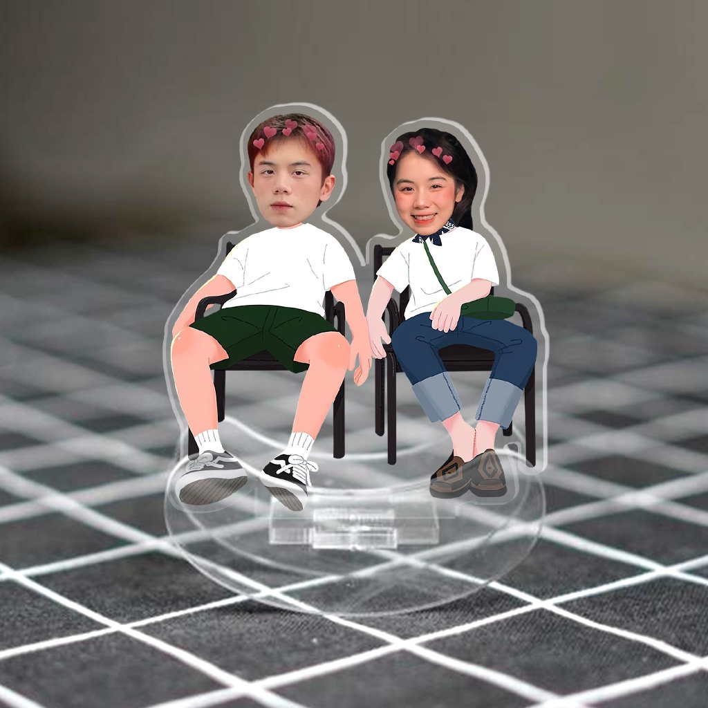 Standee lắc lư cặp đôi in theo yêu cầu chibi đáng yêu quà tặng cho người yêu, người thân, bạn bè