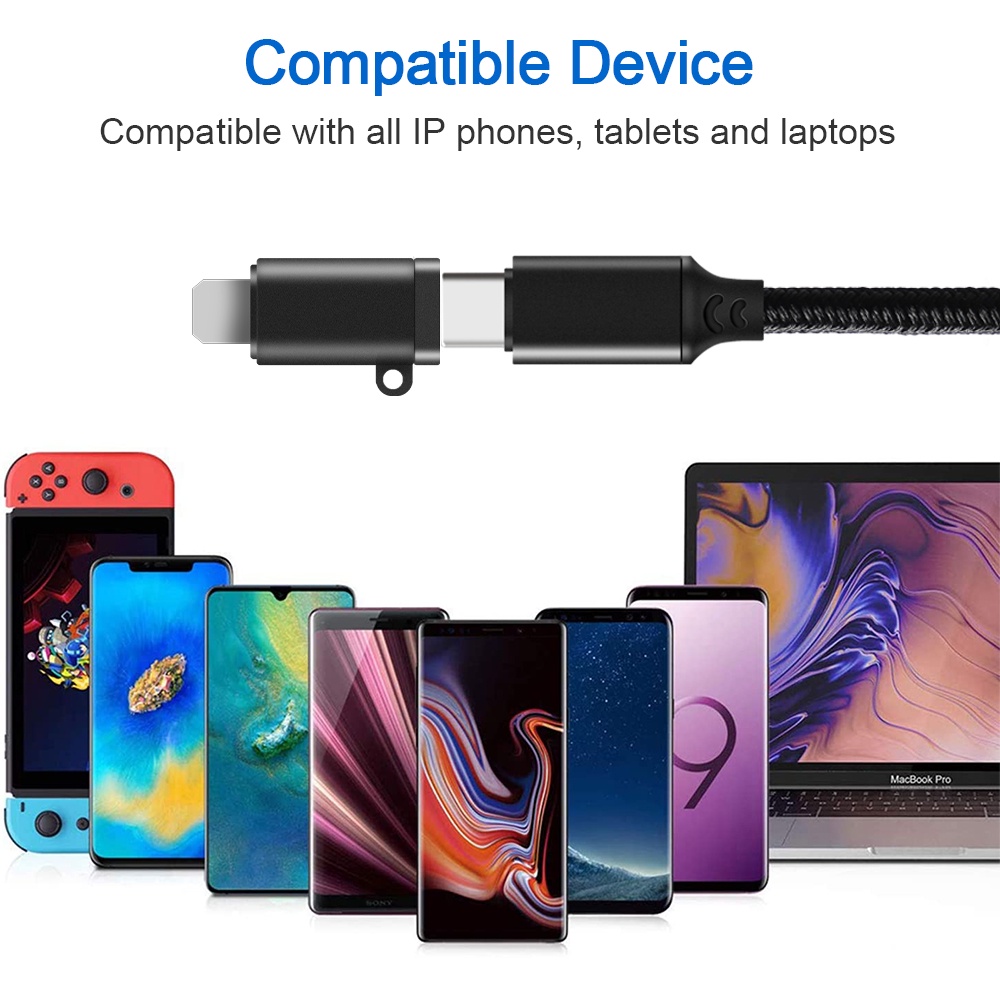 Bộ Chuyển Đổi Sạc Nhanh PD TYPE C Bằng Kim Loại Có Móc Khóa Cho iphone 7 8 X XR XSMAX 11 12 13 14 PLUS PRO PROMAX