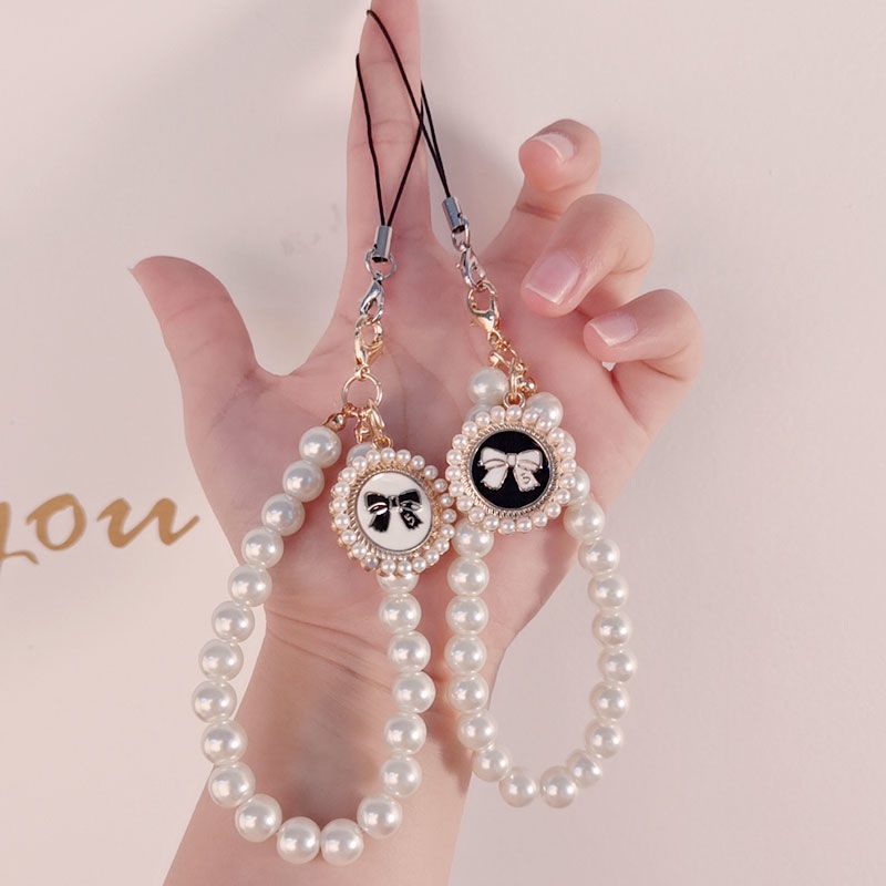 Ốp Điện Thoại Đính Ngọc Trai Có Dây Đeo Tay Thời Trang Dành Cho Nữ