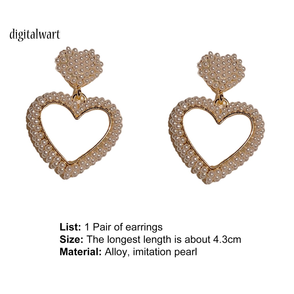 Kỹ Thuật Số| 1 Cặp Bông Tai Hình Đám Mây / Trái Tim Đính Ngọc Trai Giả Thời Trang