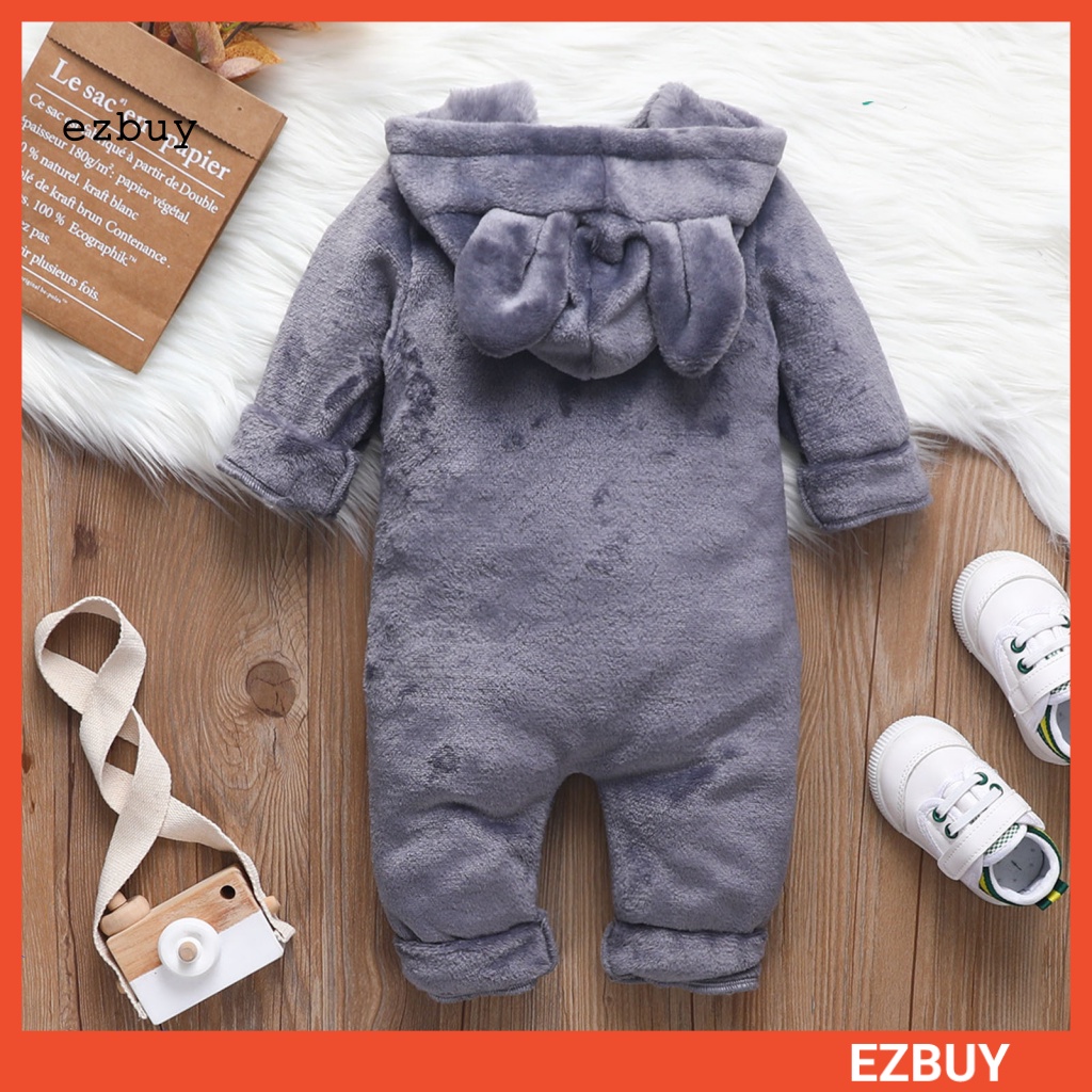 Bộ Áo Liền Quần Bằng Cotton Giữ Ấm Có Nón Trùm Đầu Thoáng Khí Dành Cho Bé Sơ Sinh