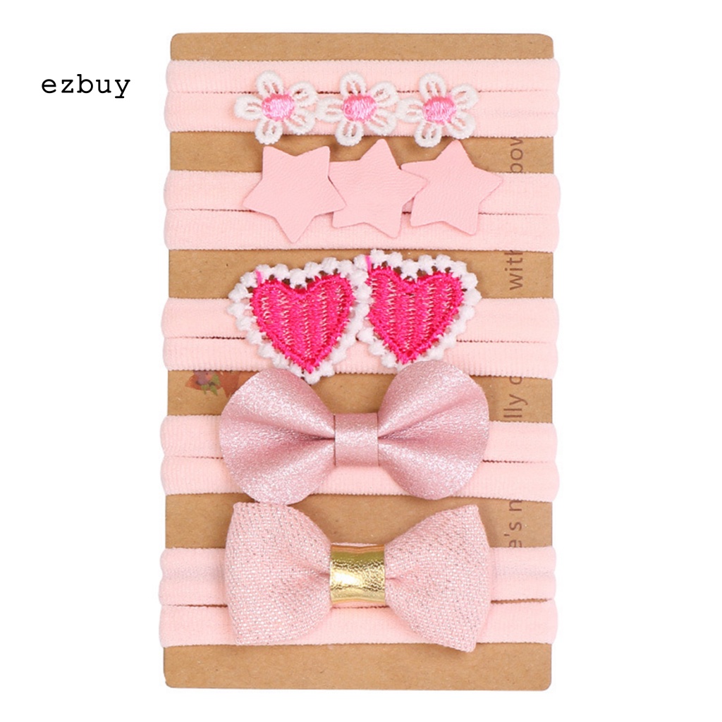 Bộ 5 Băng Đô Mềm Mại Đính Hoa Trang Trí Dành Cho Bé Gái