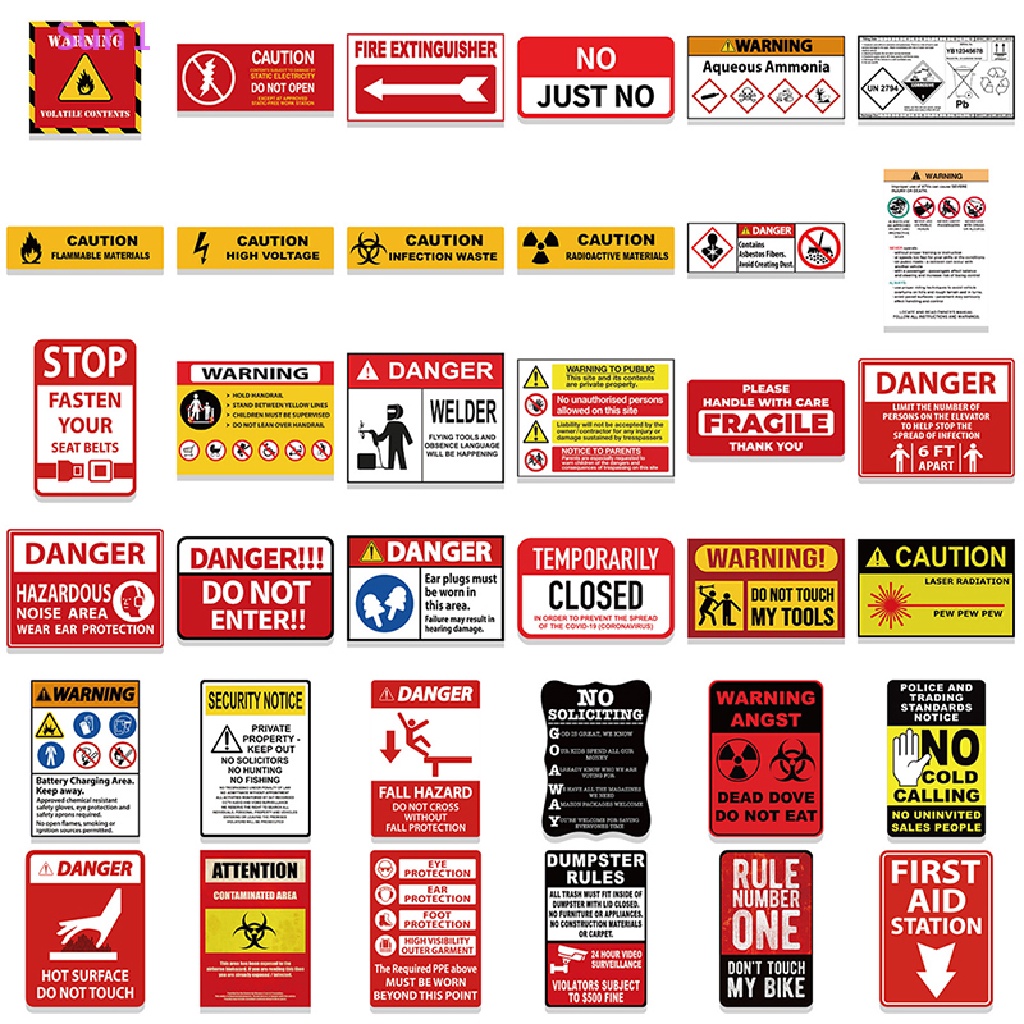 Set 75 Miếng Dán Cảnh Báo Nhắc Nhở Nhắc Nhở In Hình Biển Hiệu Trang Trí Laptop Hành Lý Sun1 &gt;
