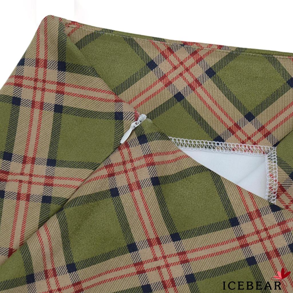 Chân Váy Dài Họa Tiết Sọc Caro Màu Xanh Lá Đậm Size XS / S / M / L / XL Cho Nữ